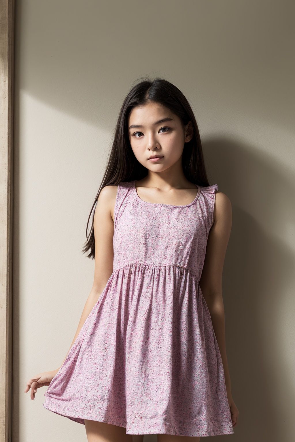 (16 years old girl), medium shot, baby dress