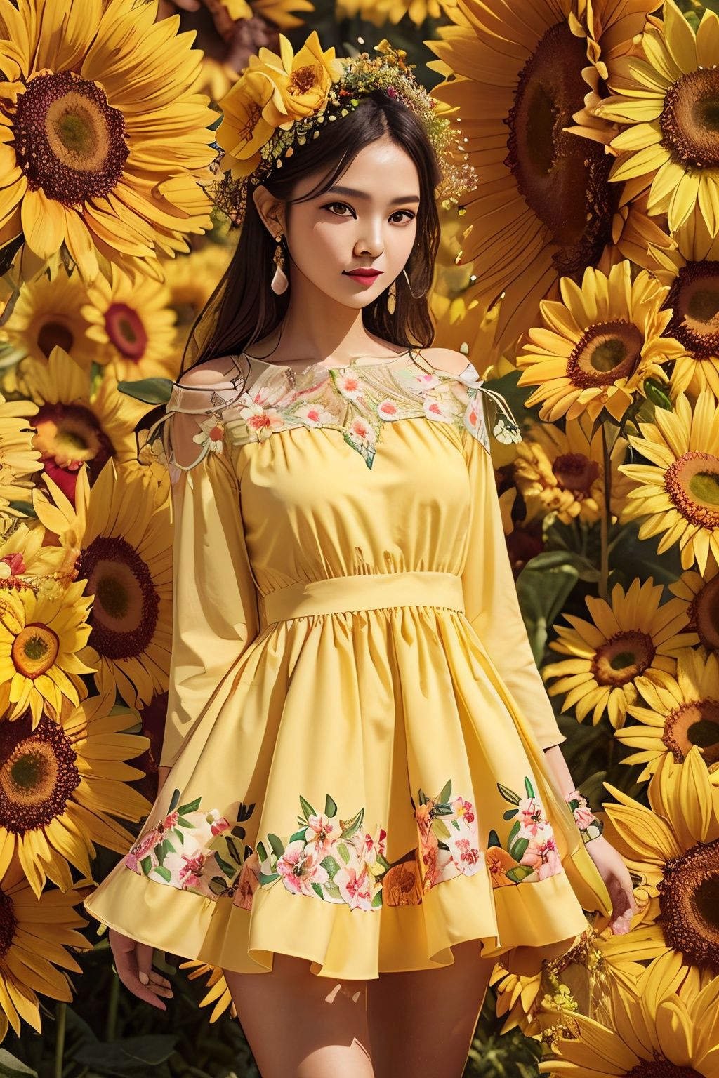 woman,  flower dress,  colorful on Tensor.Art