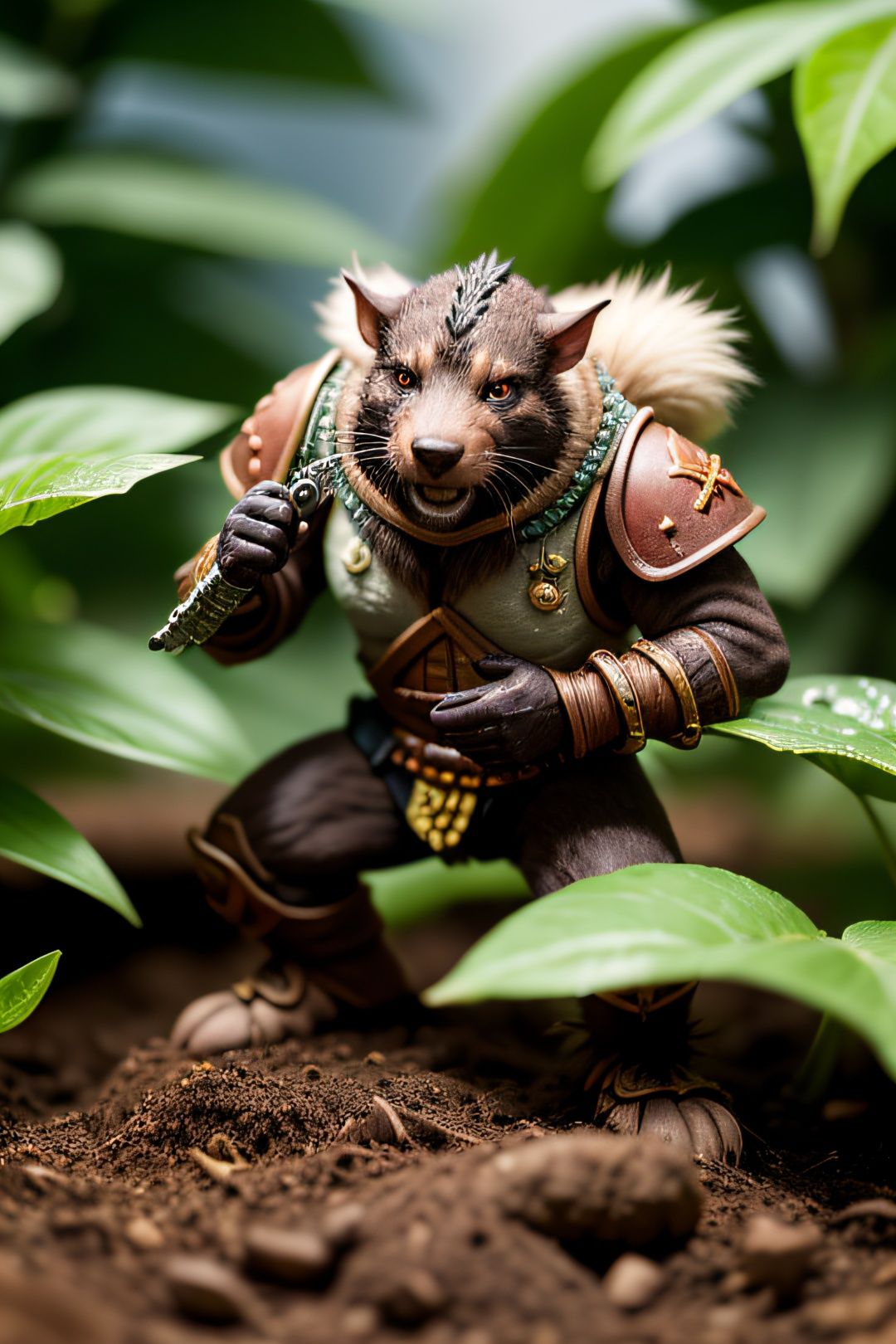 an awarded photography of Queek Headtaker - A skaven warlord with mottled fur,  beady red eyes,  and adorned with trophies...