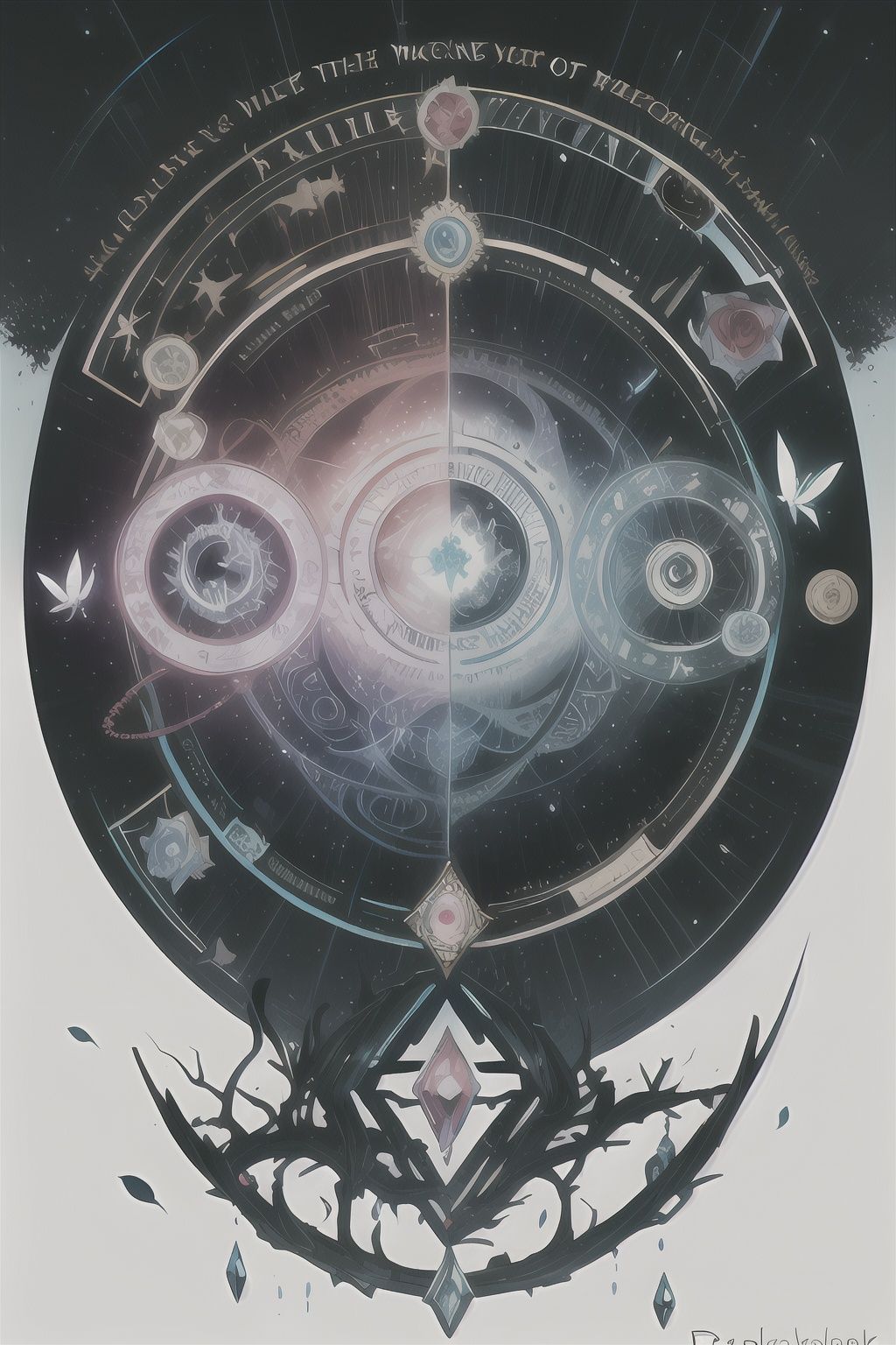 (personality change:1.45),close-up shot,Zan hairpin flower,(in the phyrexian,The gate of  Various magic worlds,(Magic the gathering style,Mother of Machines:1.2)gate,gate to the end),cyborg,phyrexian pupils,falling leaves,falling flowers,((beautiful detail face and body,clear face,Complete face:1.3)),wind,(flowing),fantastic wind,((colorful concentric circles behind,all worlds gate)),(colorful rose),dynamic angle,(flowing detailed colorful butterfly,beautiful detailed crystal water,Magic Circle Water:1.15),art by Wlop and Tomasz Jedruszek and Darek Zabrocki