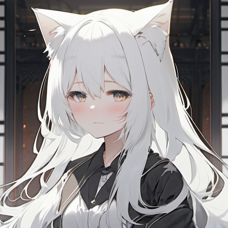 1girl, solo, long hair, white hair,depth of field,deep view,front,cat ear,
bieme