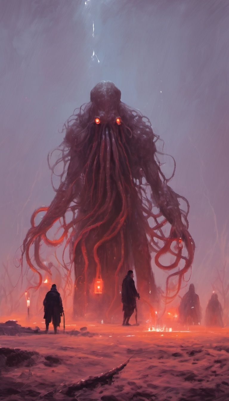 painting by jakub rozalski,  a portrait of cthulhu,  tentacles by Aotsuyu on Tensor.Art