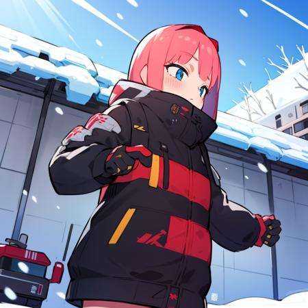 1girl,  snow,  city on Tensor.Art