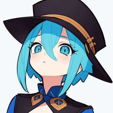 blue_hair,  hair_between_eyes,  solo looking up on Tensor.Art