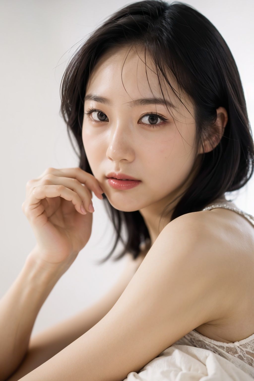 (masterpiece,best quality:1.2),looking at viewers,((front)),close-up,(studio light),soft light,(Fujifilm XT3,f/1.2:1.2), ((pure white background))

