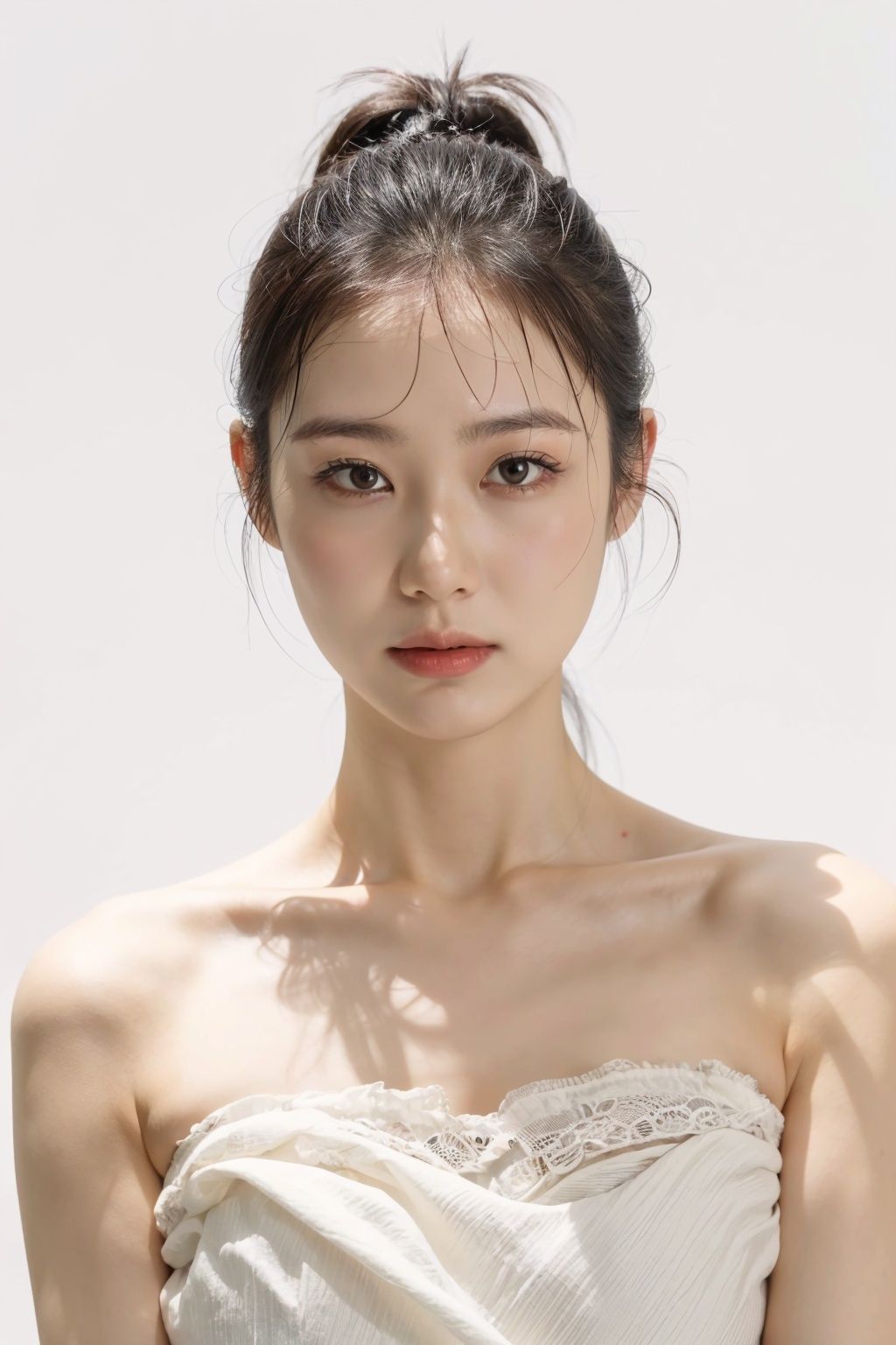 (masterpiece,best quality:1.2),looking at viewers,((front)),close-up,(studio light),soft light,(Fujifilm XT3,f/1.2:1.2), ((pure white background))
