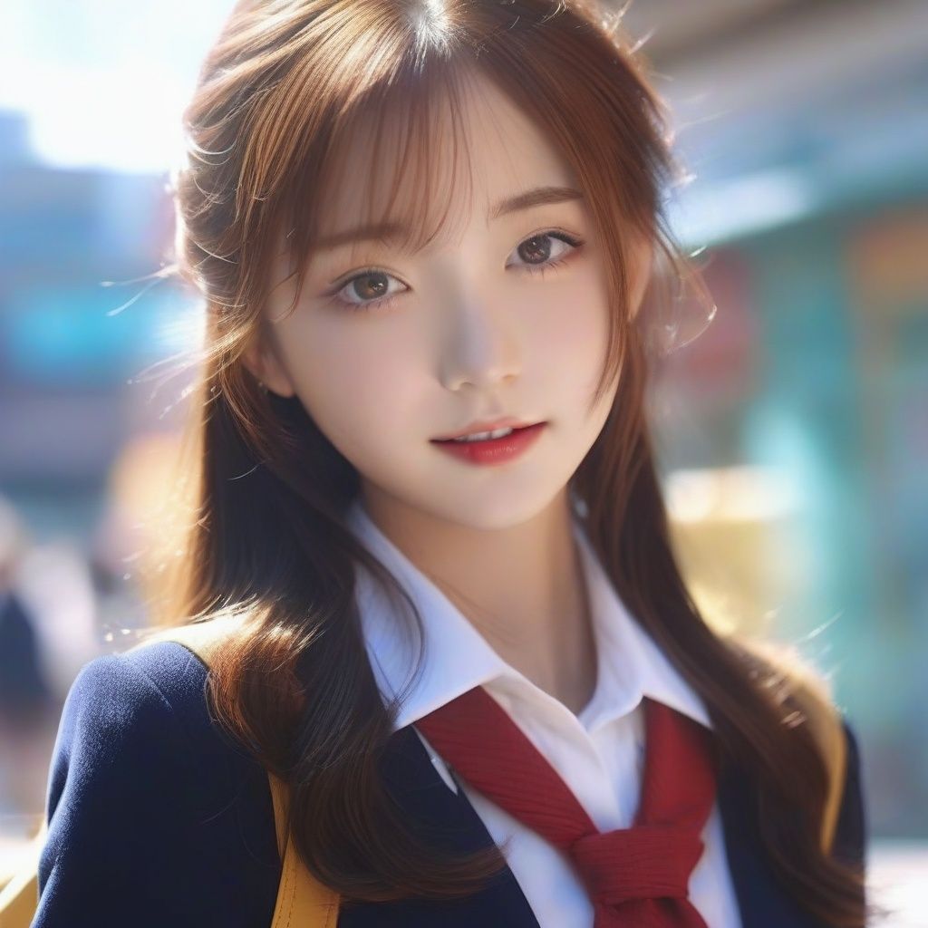 (8k, RAW photo, best quality, masterpiece:1.2),(realistic, photo-realistic:1.4),ultra-detailed,extremely detailed cg 8k wallpaper,(crystalstexture skin:1.2),(extremely delicate and beautiful),1girl,school uniform,city,street,film,