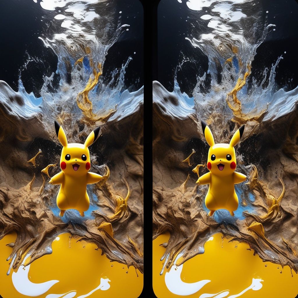 cinematic (StereoCam) Splash art, pikachu, swimming in underwater, splash style, contour, fantasy concept art, 8k resolution, deviantart masterpiece, oil painting, heavy strokes, (mirror:1), paint dripping, splash art, realistic, highly detailed , (blackborder) ,  StereoCam <lora:Stereocam:0.9> <lora:white_1_0:1>