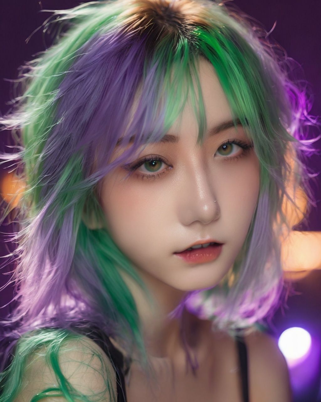 long hair,  light green hair hair:1.1,  portrait on Tensor.Art