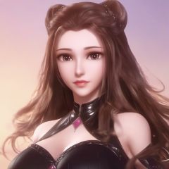 Best quality,masterpiece,1girl, solo, long hair, breasts, cleavage, upper body, facial mark, looking at viewer, brown hair, animal ears, lips, cleavage cutout, realistic, medium breasts, black hair, clothing cutout, forehead mark brown hair,zhuzhuqing