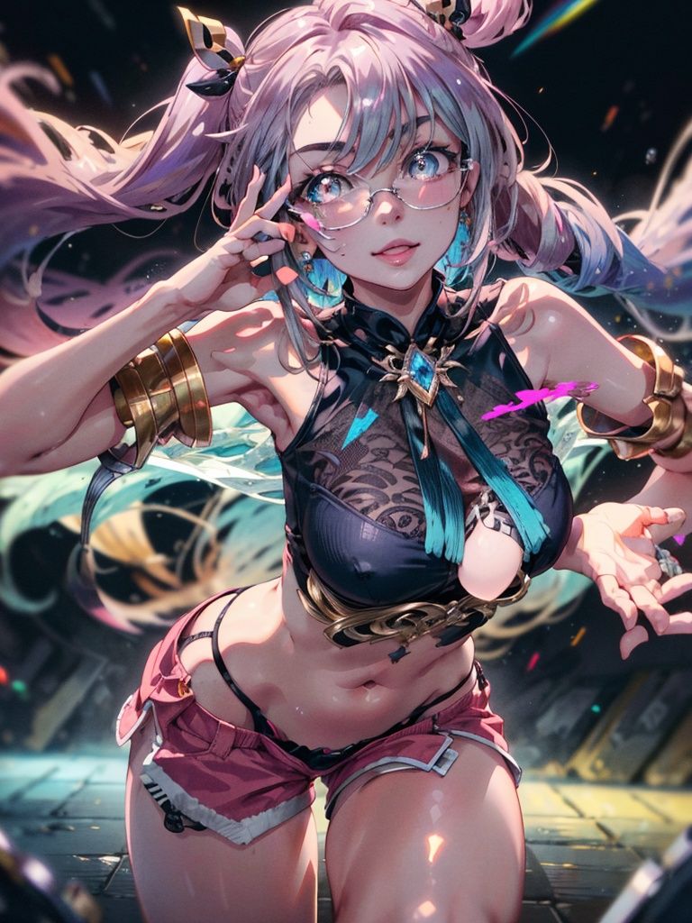 miyamoto rei,  She stretches with one hand towards the spectator. Winks one eye and smiles sweetly. random sexual pose,  e...