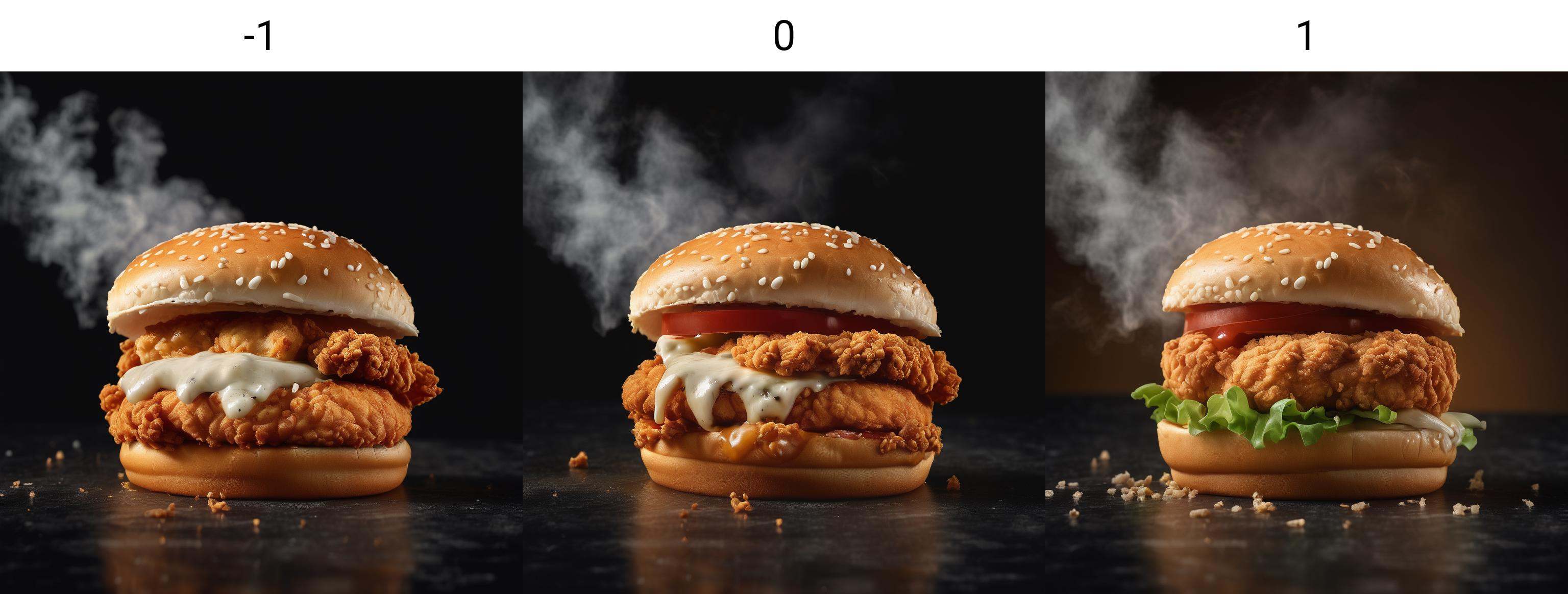 kfc chicken burger,  dark background,  quality photo on Tensor.Art