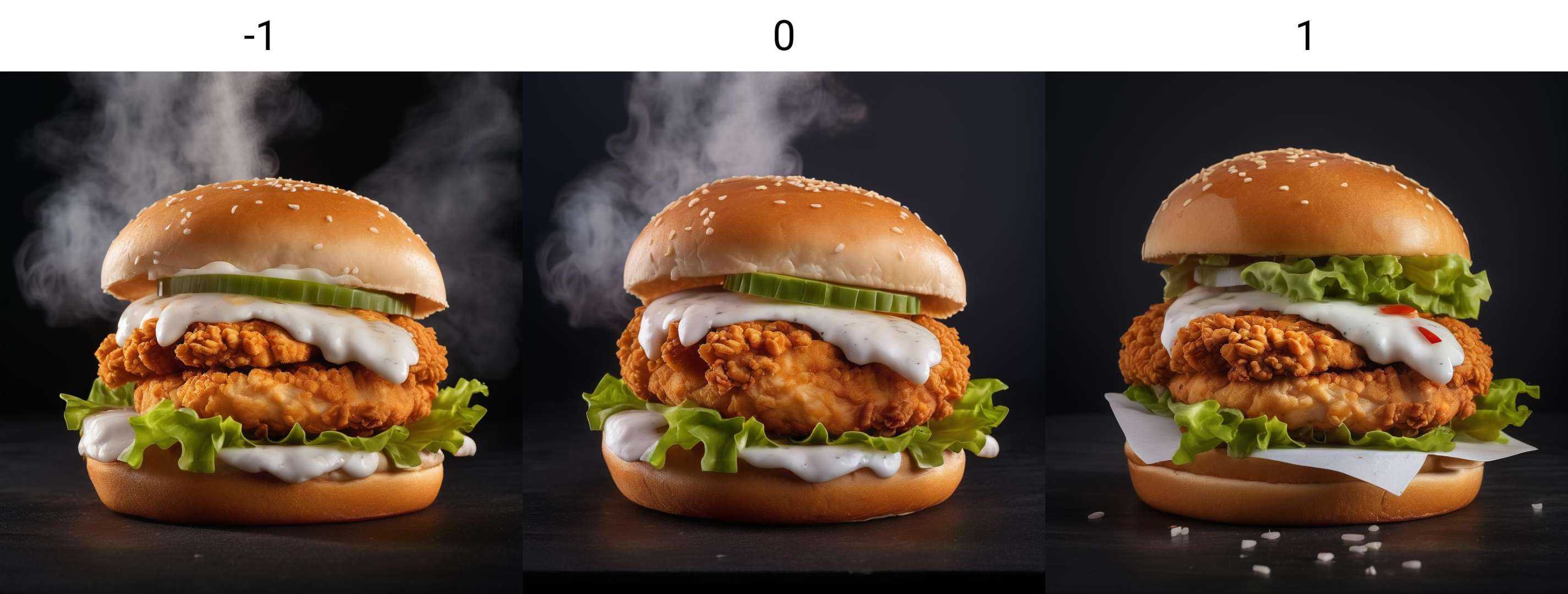 kfc chicken burger,  dark background,  quality photo on Tensor.Art