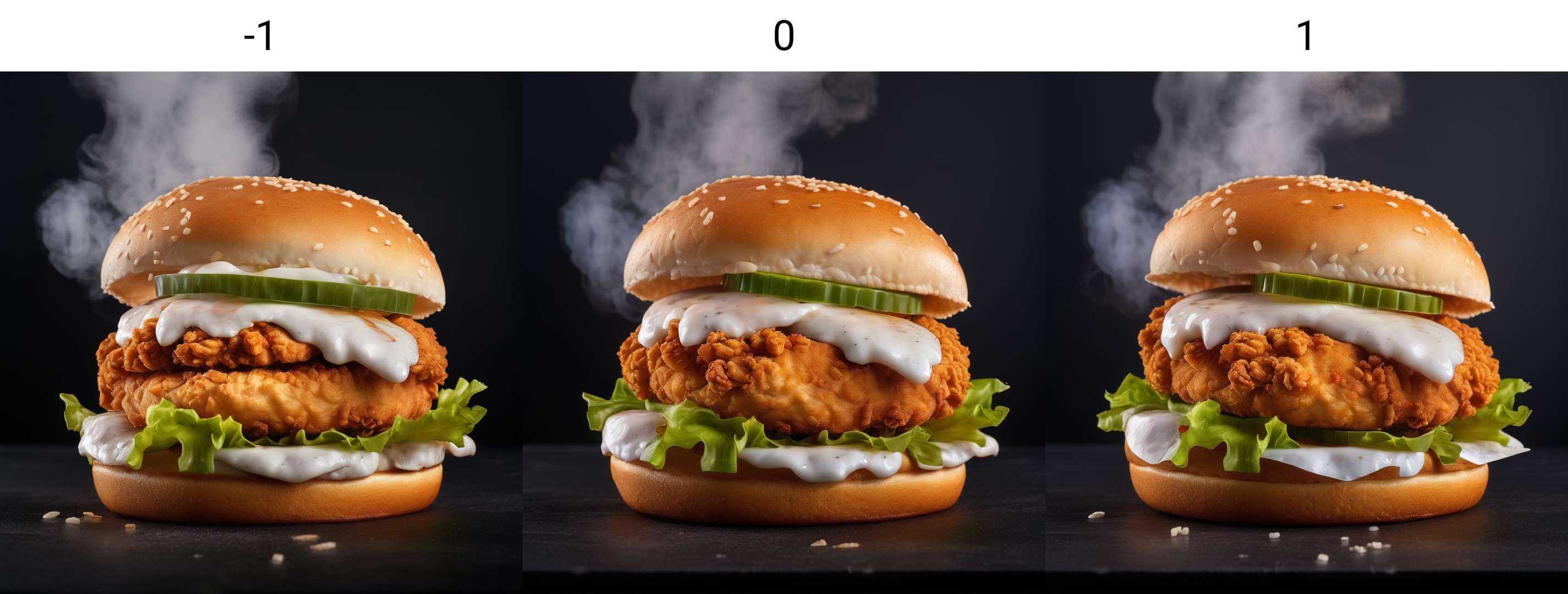 kfc chicken burger,  dark background,  quality photo on Tensor.Art
