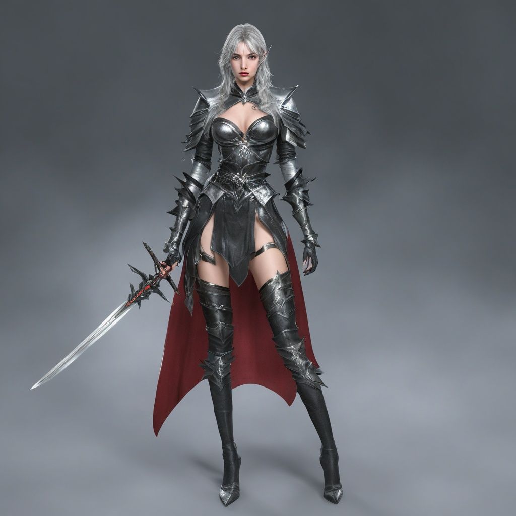 <lora:幻想风魔剑士:0.75> ,edgfut_clothing, woman, wearing, with, holding, costume, sword, outfit, 