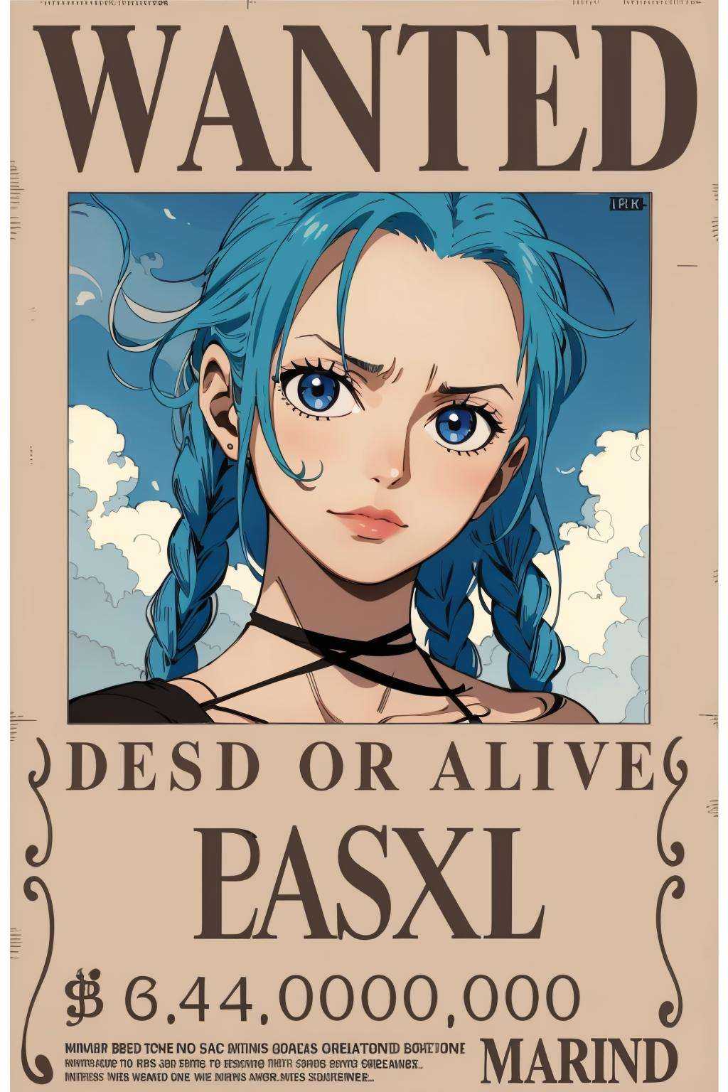 (best quality, masterpiece:1.2),1girl,beautiful detailed face,haizeiwang/\(wanted/\),<lora:wanted poster:0.6>,<lora:JinxLol:1>,jinxlol,1girl,