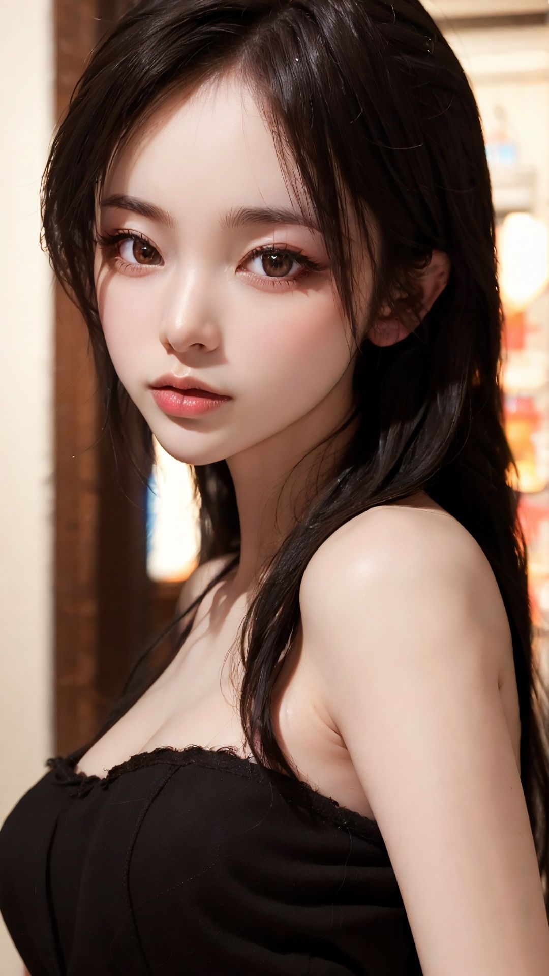 (masterpiece,best quality, ultra realistic,),  looking at viewer,  closed mouth, lips, 1girl, solo, long hair, black hair, portrait, lady, brown eyes,((tutuzz)), tutu,  <lora:tutuzz:0.75>  <lora:tutu_20230530092930:0.6>