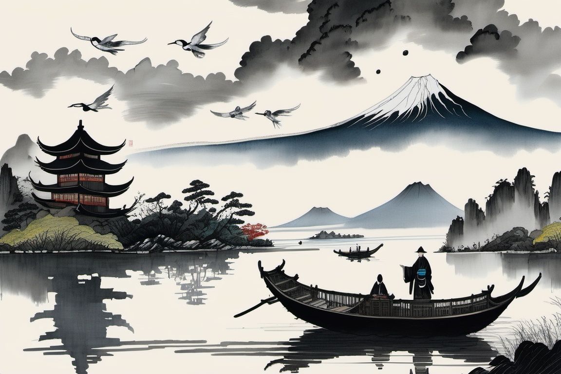 chinese ink drawing,  no humans,  traditional media by Goofy Ai on Tensor.Art