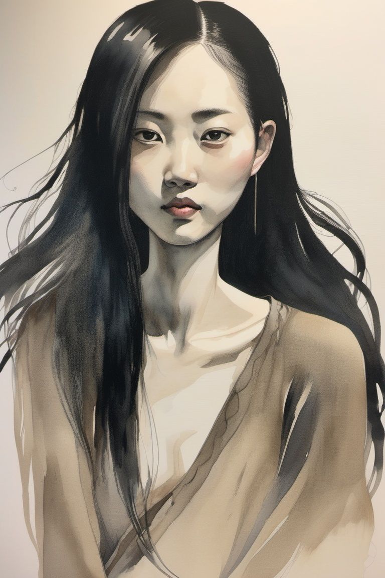 chinese ink drawing,  1girl,  solo by Goofy Ai on Tensor.Art