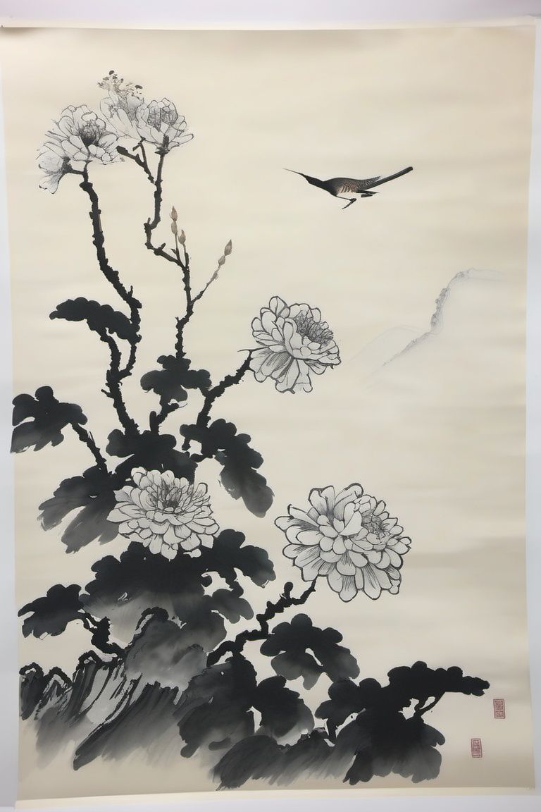 chinese ink drawing,  no humans,  flower by Goofy Ai on Tensor.Art