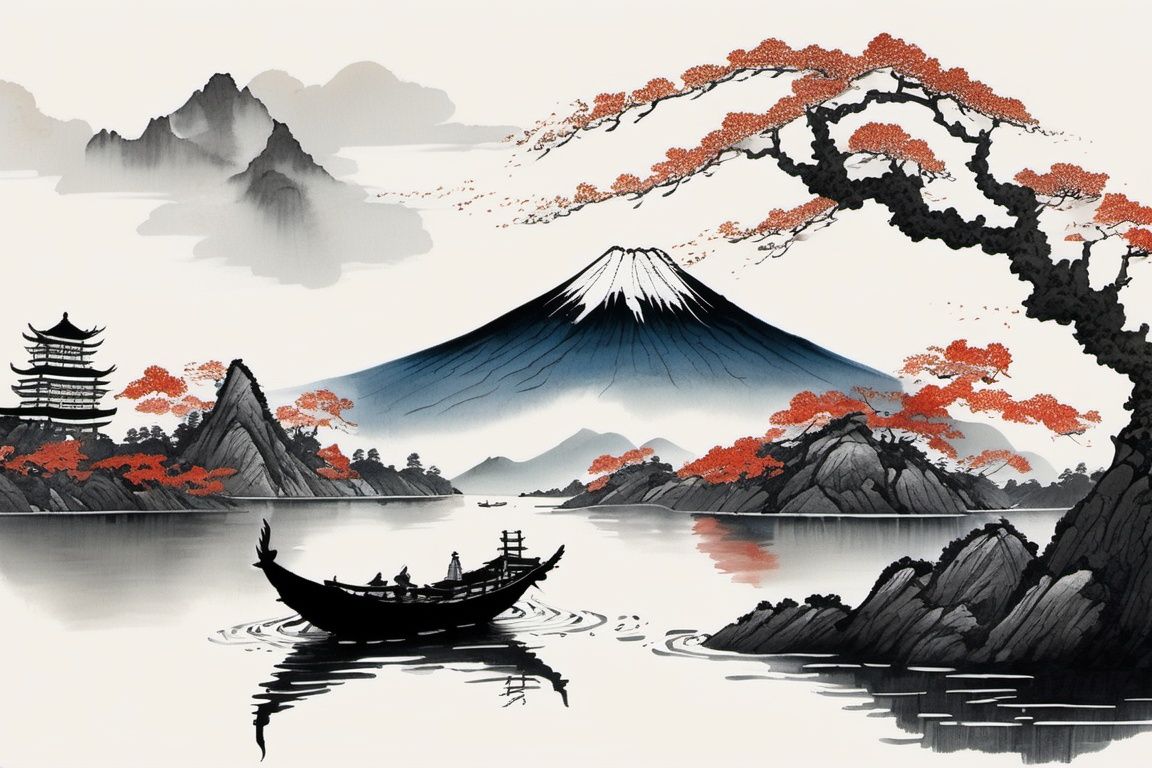 chinese ink drawing,  no humans,  traditional media by Goofy Ai on Tensor.Art
