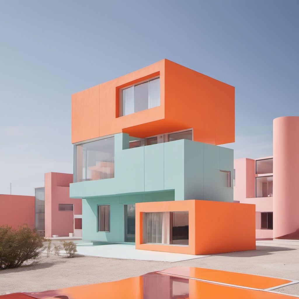 in the style of saturated pigment,PierreCardin,pastel accent hermes orange building,conceptual playlists,bright sculptures,contemporary candy - coated,<lora:secai-surenjike:0.5>,