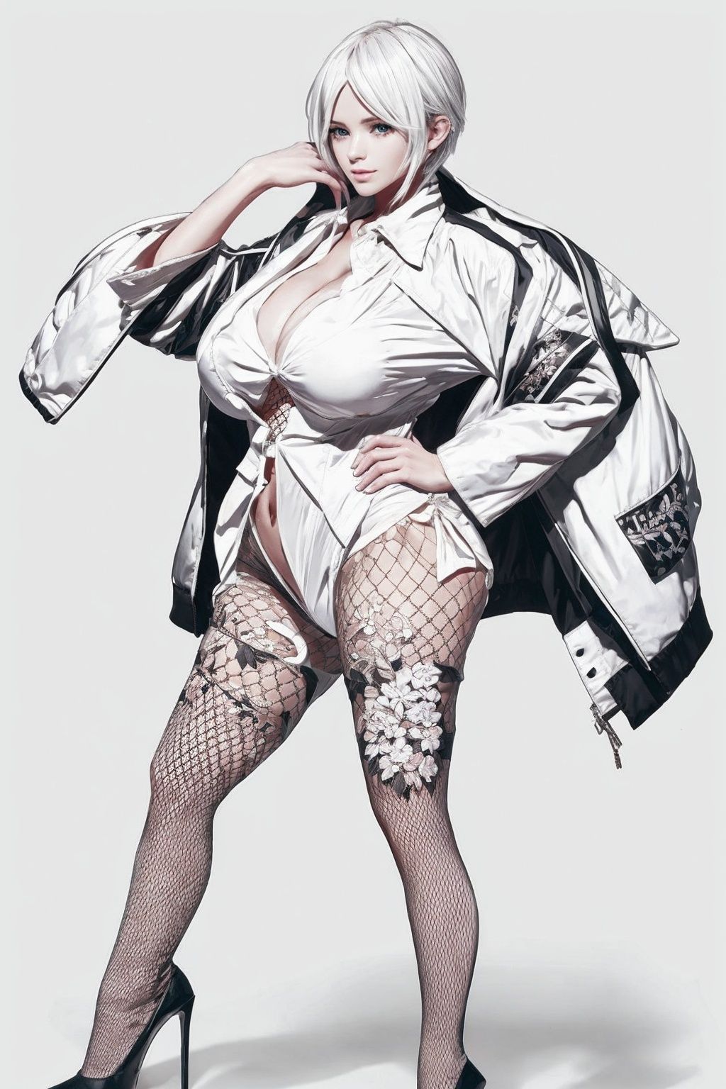 White color tone and background. masterpiece,  best quality,  1girl on Tensor.Art