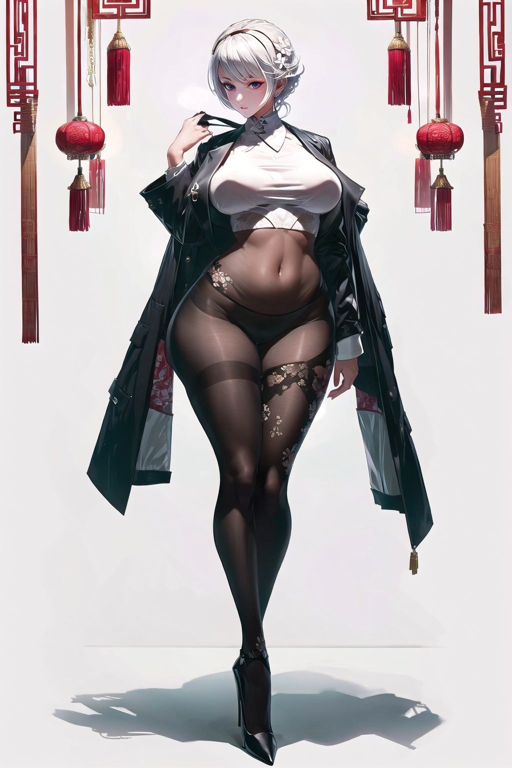 White color tone and background. masterpiece,  best quality,  1girl on Tensor.Art