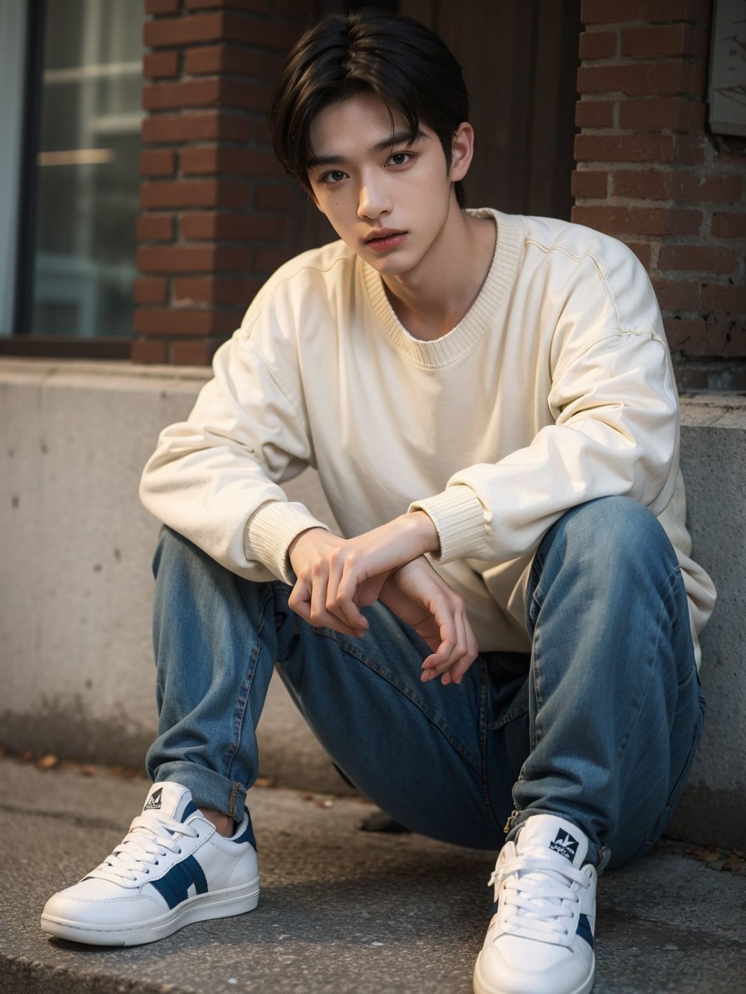 handsome male,25yo,<lora:Neobro2:1>,sweater,sneakers,