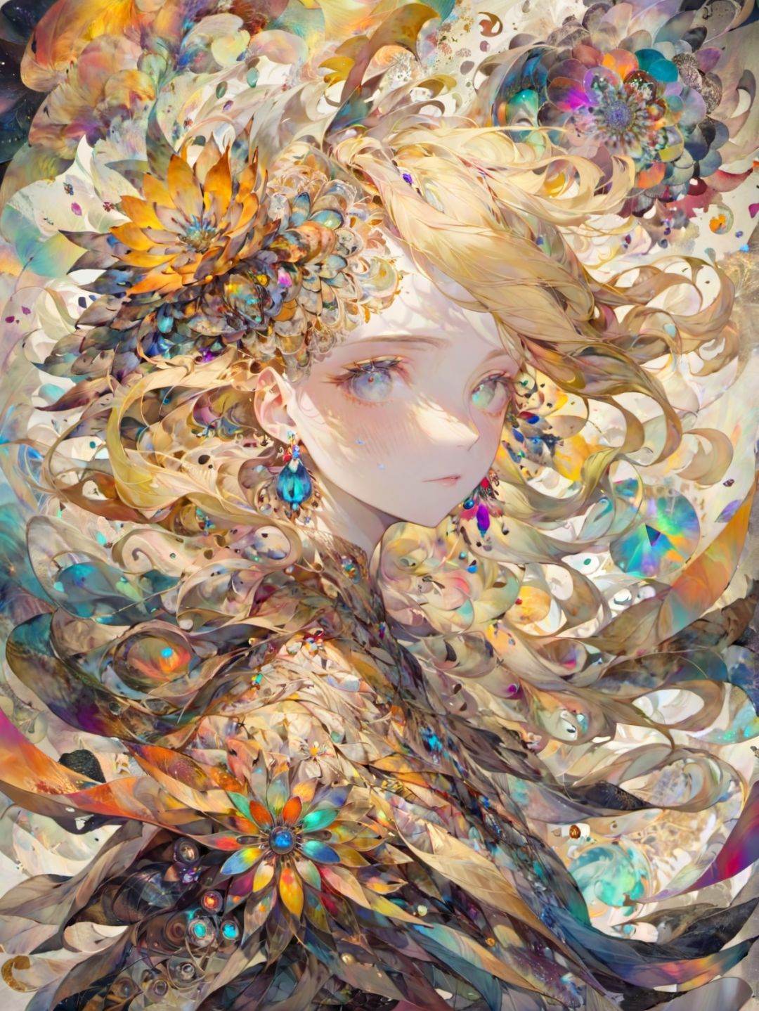 face focus,  blonde,  (hair ornaments on Tensor.Art