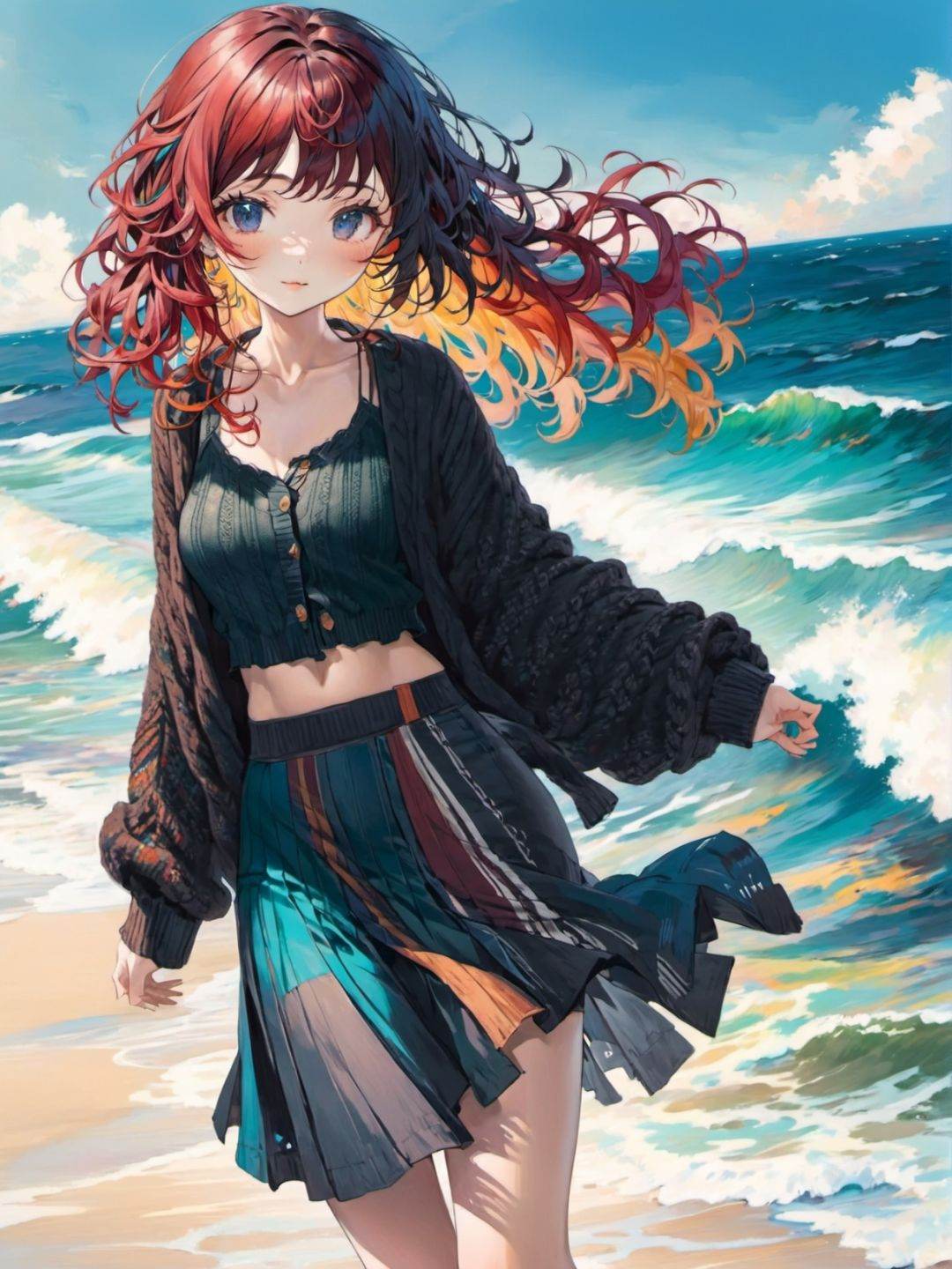 1girl,  multicolored hair,  medium hair on Tensor.Art