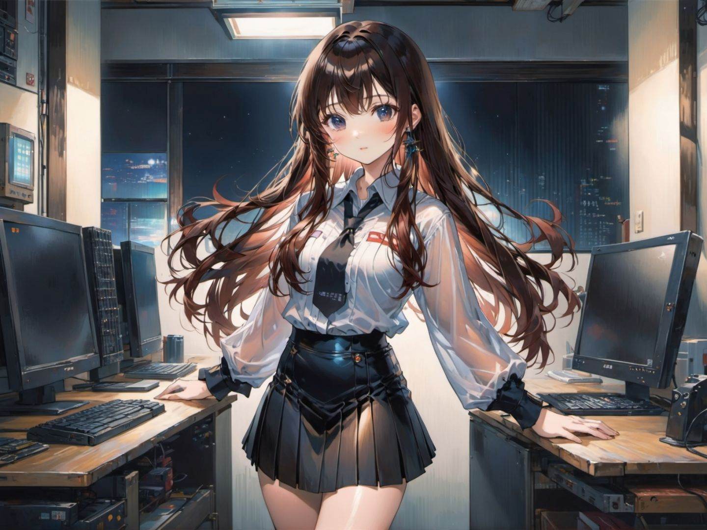 young women,  brunette hair,  absurdly long hair on Tensor.Art