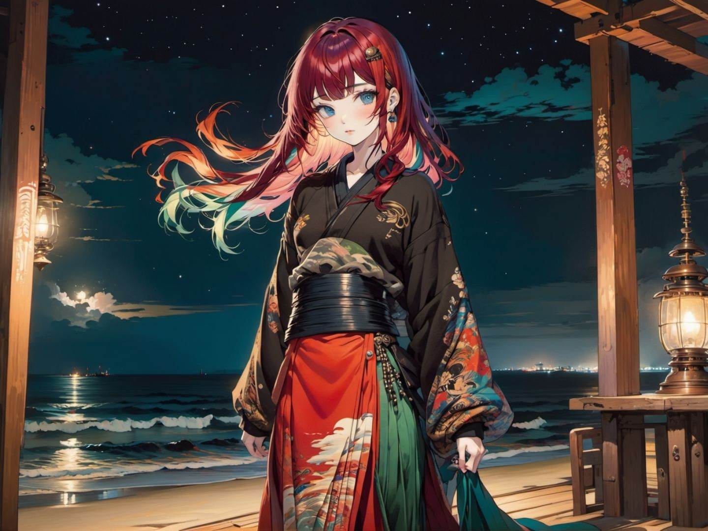 young women,  multicolored hair,  absurdly long hair on Tensor.Art
