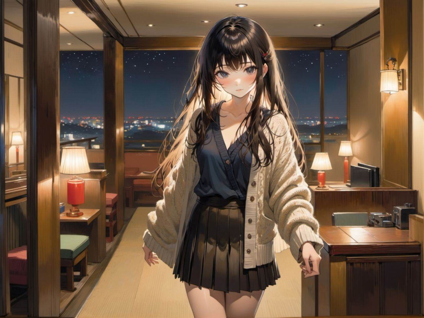 young women,  dark hair,  absurdly long hair on Tensor.Art