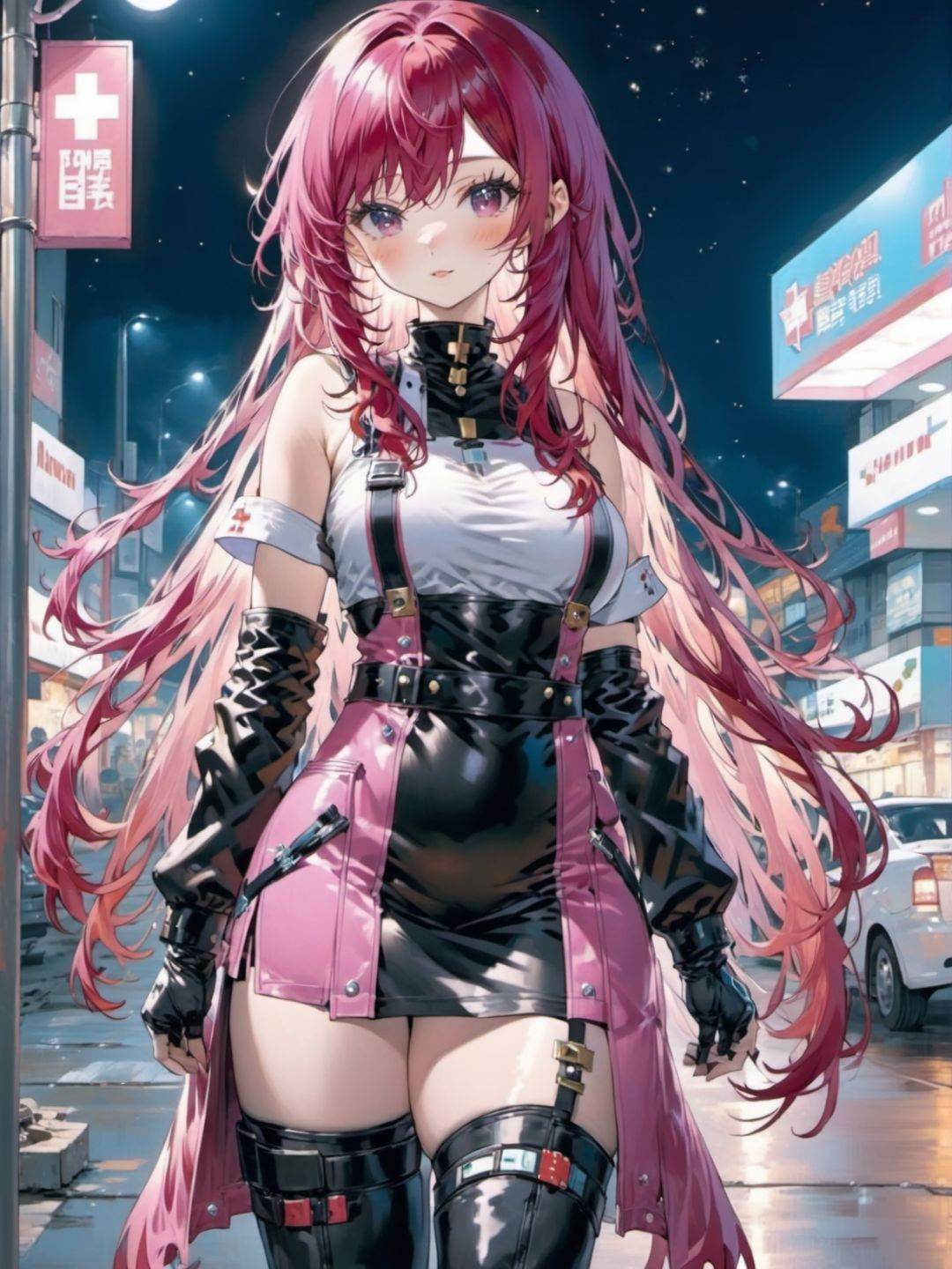 1girl,  pink hair,  very long hair on Tensor.Art