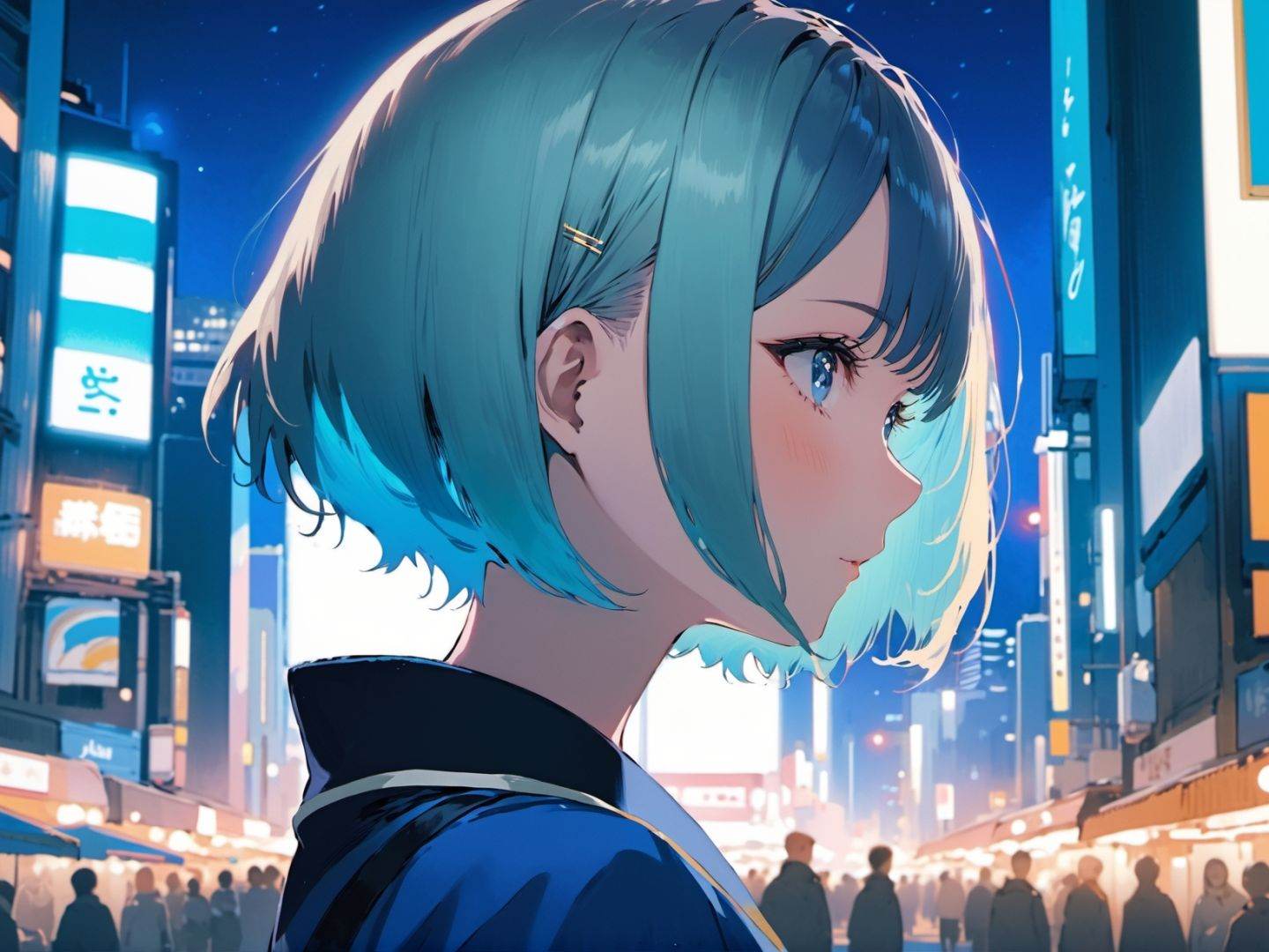 1girl,  blue,  aqua on Tensor.Art