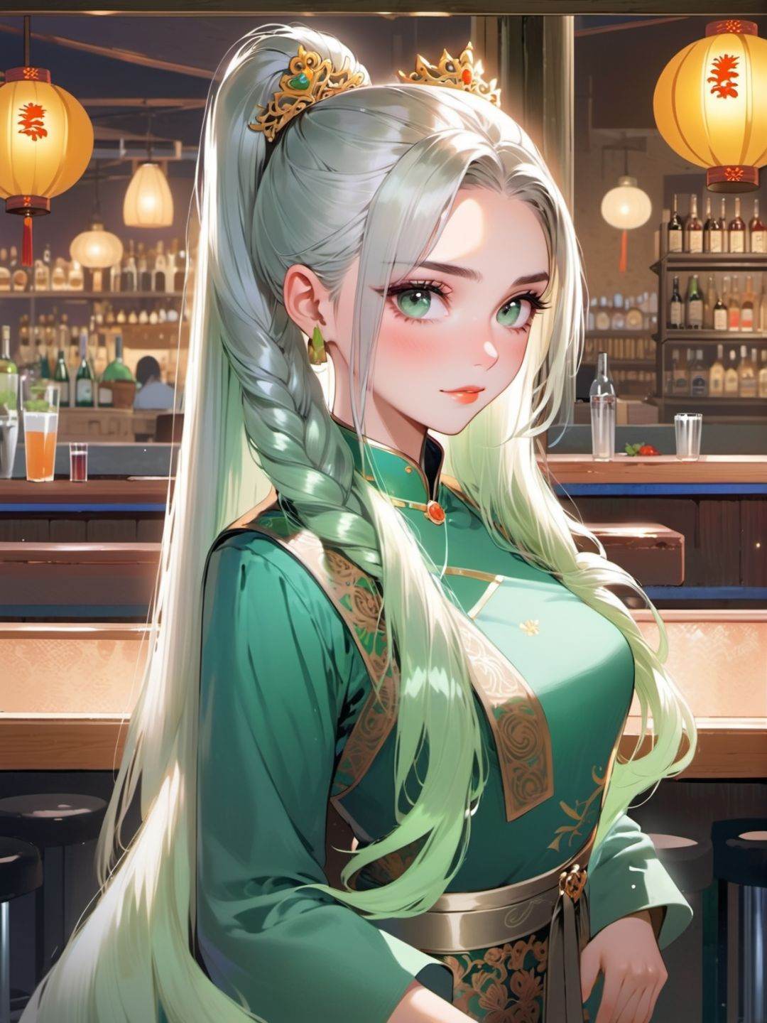 1girl,  jade,  platinum on Tensor.Art