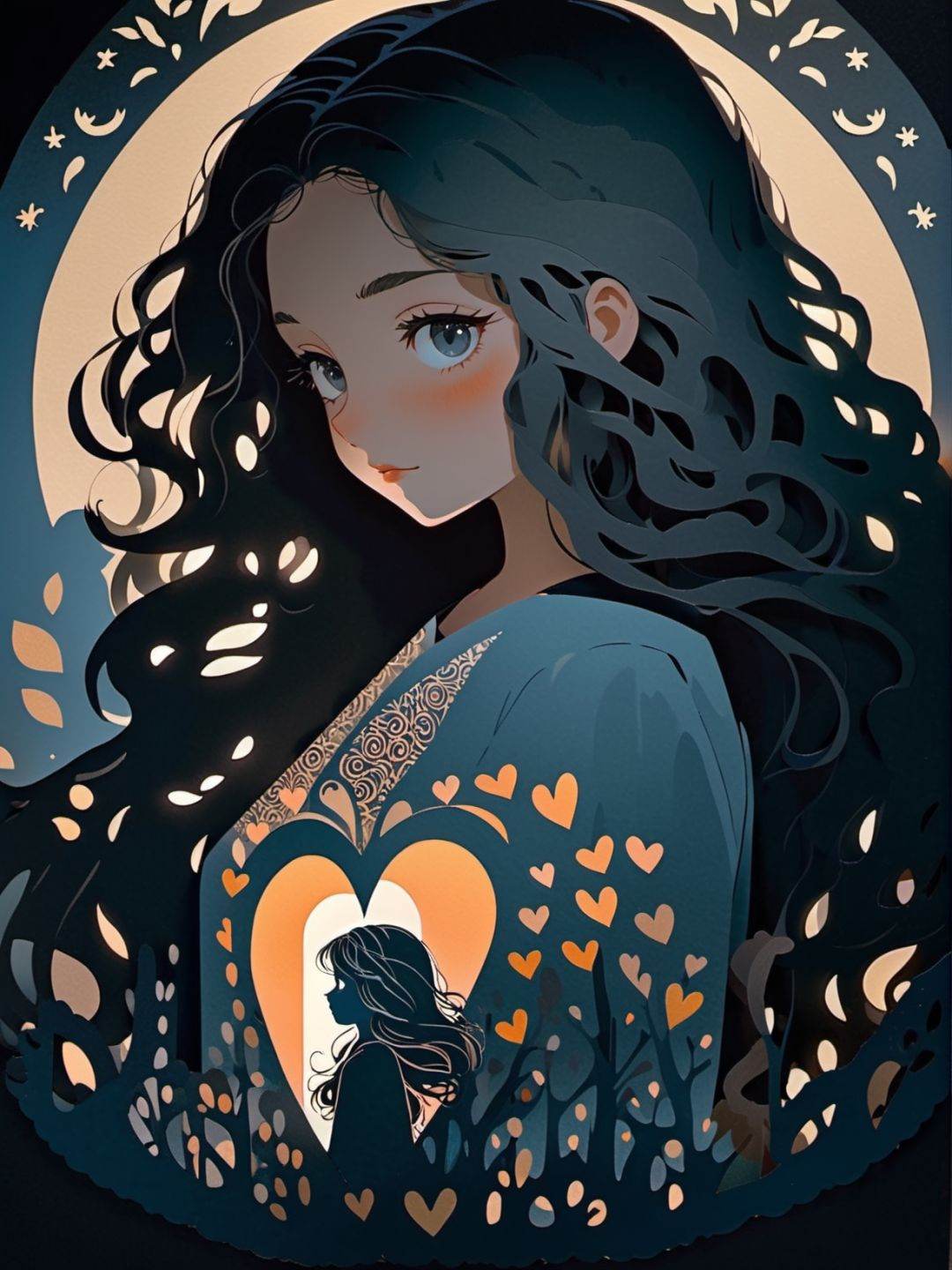 1girl,  heart,  dark on Tensor.Art