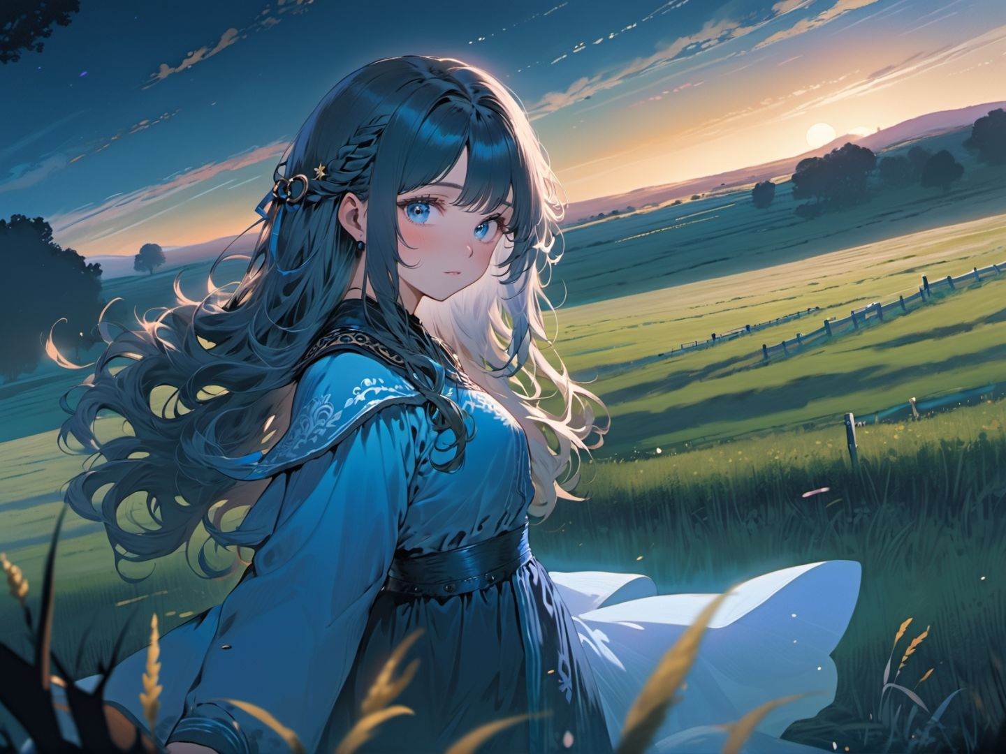 1girl,  blue,  split-color on Tensor.Art