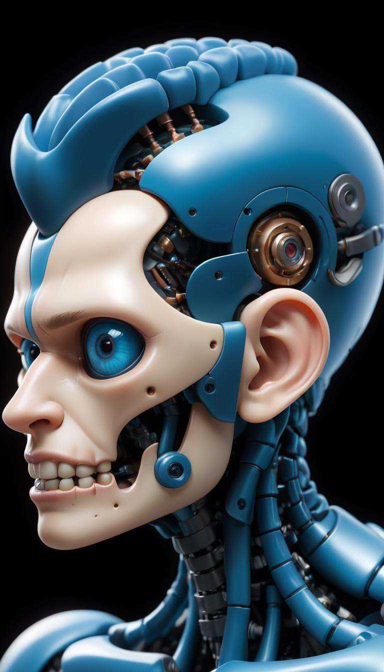 of side profile,  xray diagram deconstruction of a cyborg brain to machine interface,  Highly detailed on Tensor.Art