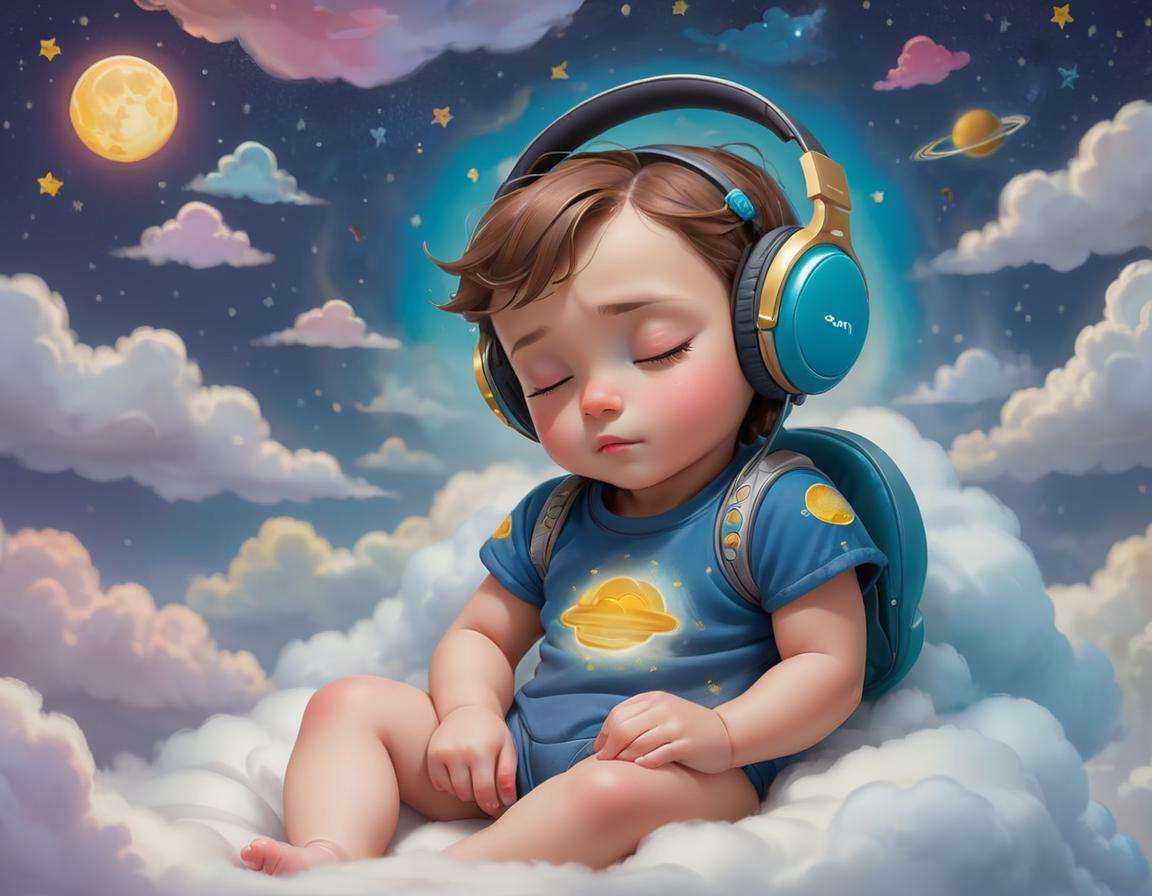 concept art a painting of a baby sleeping in the clouds ,  wearing ,  cute on Tensor.Art