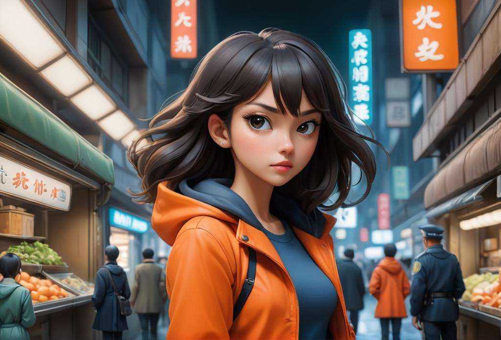 anime artwork breathtaking Vintage 90's anime style environmental wide shot of a chaotic crowded underground market at nig...