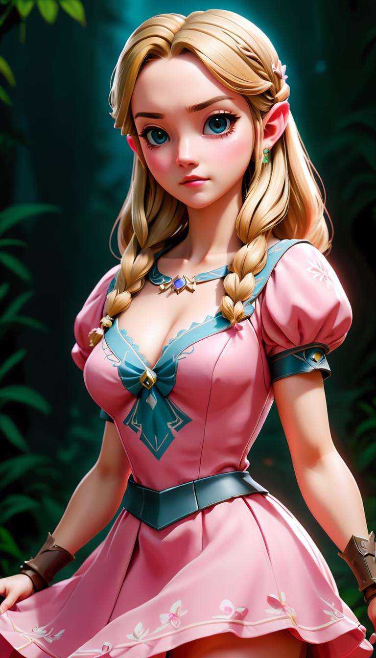 game zelda BOTW Digital art pink dress on Tensor.Art