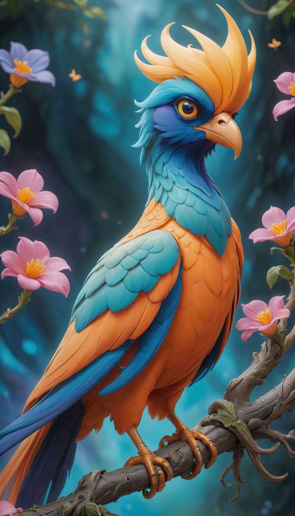 ethereal fantasy concept art of exotic bird,  painting,  highly detailed on Tensor.Art