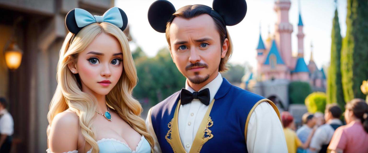 Disneyland,  wench ,  Aaron Paul medium shot centered pose shallow dof soft focus portrait Takeshi Obata and by Henry Carr...