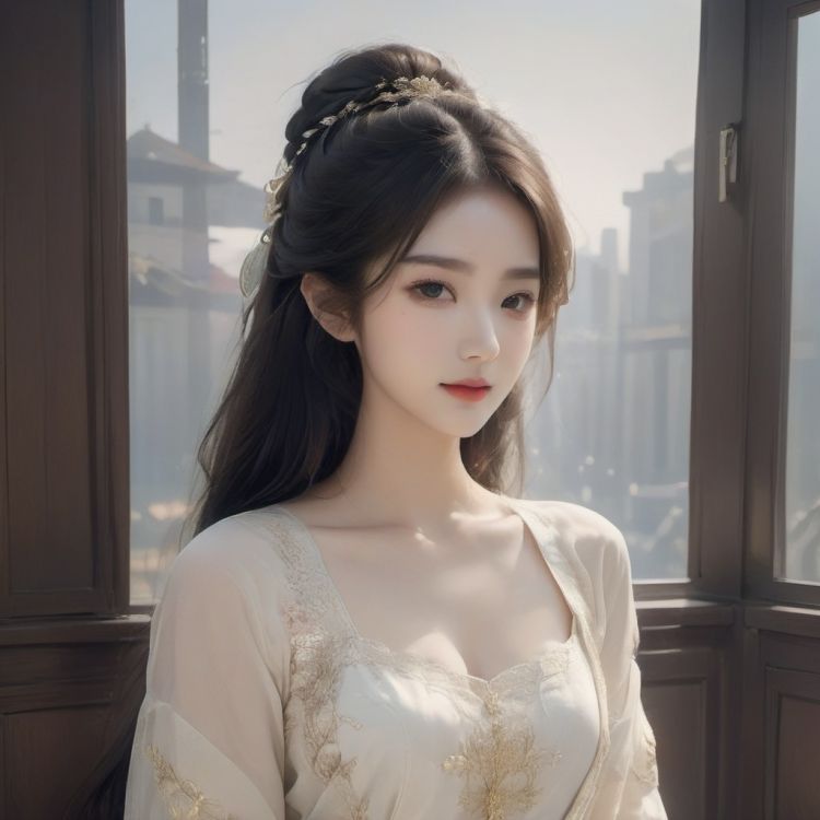 1girl,best quality,masterpiece,RAW photo, detailed face, beautiful symmetrical face, cute natural makeup, sadness, feminine, highly detailed, a 1girl, (full body:0.8),  oriental minimalism, subtle elegance, hd , in the style of elegant clothing,  realistic yet ethereal, simplistic designs, oriental, whimsical shapes, serene harmony beautiful symmetrical face, elegant, feminine, highly detailed, intricate,best quality, ultra-detailed, masterpiece, hires, 8k,(photorealistic),transparent,SKY,dingxianghua,cancer