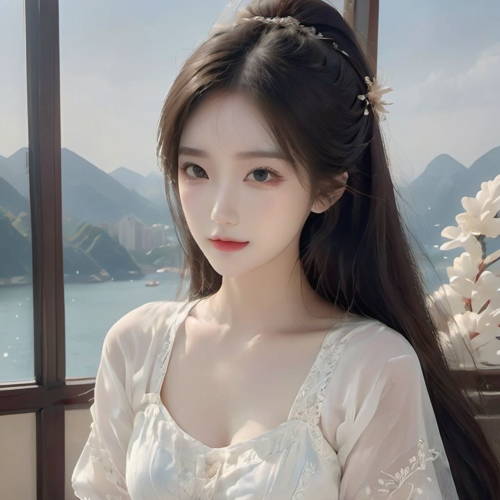 1girl,best quality,masterpiece,RAW photo, detailed face, beautiful symmetrical face, cute natural makeup, sadness, feminine, highly detailed, a 1girl, (full body:0.8),  oriental minimalism, subtle elegance, hd , in the style of elegant clothing,  realistic yet ethereal, simplistic designs, oriental, whimsical shapes, serene harmony beautiful symmetrical face, elegant, feminine, highly detailed, intricate,best quality, ultra-detailed, masterpiece, hires, 8k,(photorealistic),transparent,SKY,dingxianghua,cancer