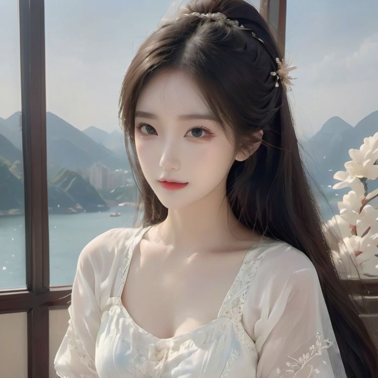 1girl,best quality,masterpiece,RAW photo, detailed face, beautiful symmetrical face, cute natural makeup, sadness, feminine, highly detailed, a 1girl, (full body:0.8),  oriental minimalism, subtle elegance, hd , in the style of elegant clothing,  realistic yet ethereal, simplistic designs, oriental, whimsical shapes, serene harmony beautiful symmetrical face, elegant, feminine, highly detailed, intricate,best quality, ultra-detailed, masterpiece, hires, 8k,(photorealistic),transparent,SKY,dingxianghua,cancer