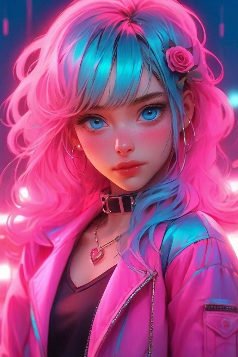 Cyberpunk style, master masterpiece, best quality, 1 girl, 22 year old girl, pink love, pink eyes, science and technology jacket, blue and pink gradient hair, withered rose stems full of thorns surrounded and entangled, low saturation, low saturation, flat square, beautiful face, pink light, high detail, 8K, lifelike, mobile phone lifelike, simple background,<lora:CyberpunkFantasyXL-V10:0.8>