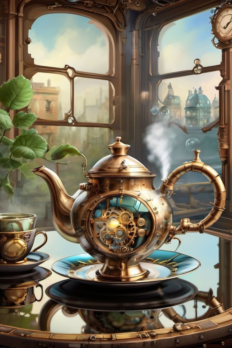 steampunk style,  no humans,  cup on Tensor.Art
